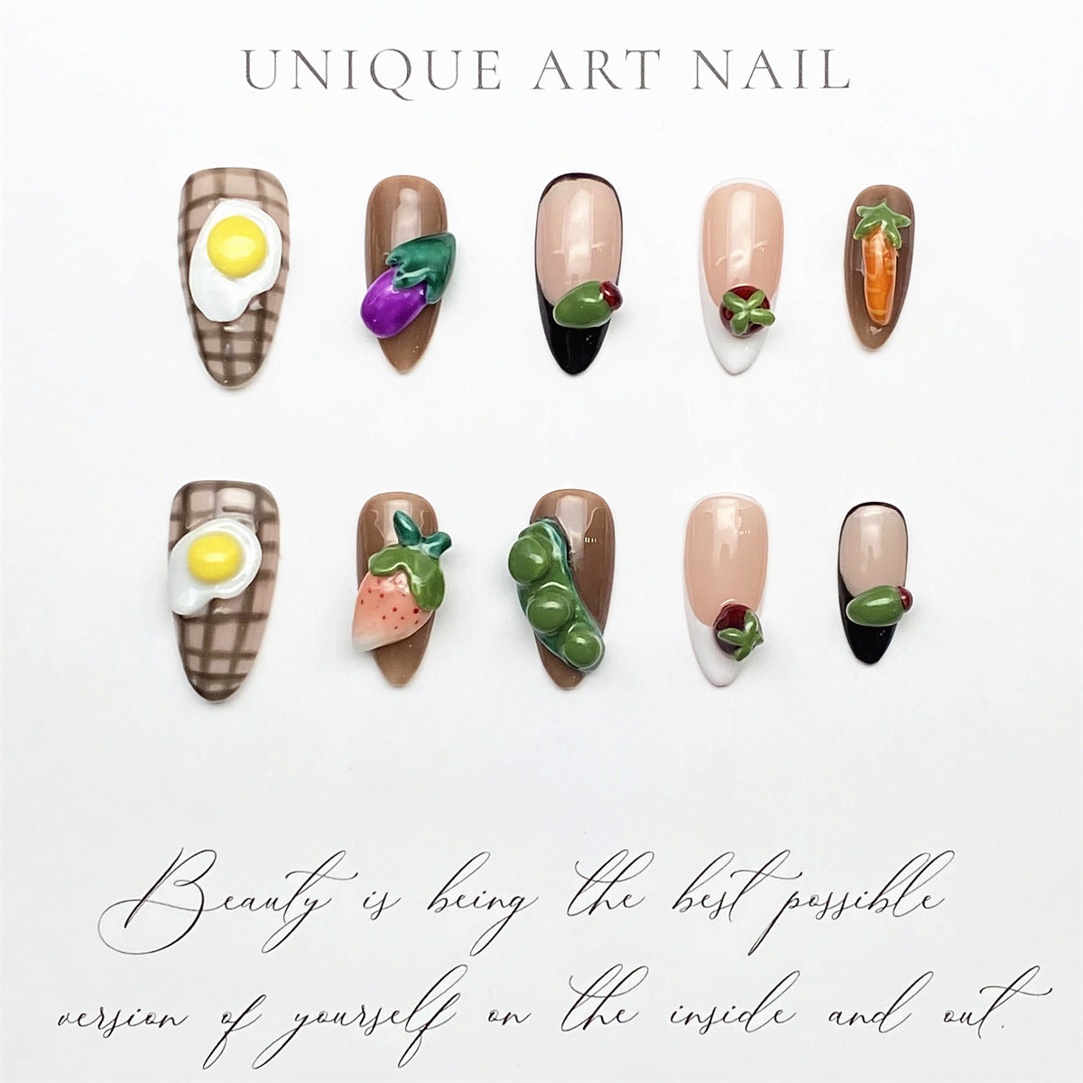 Farm Vacation Handmade Almond Press on Nails A12322