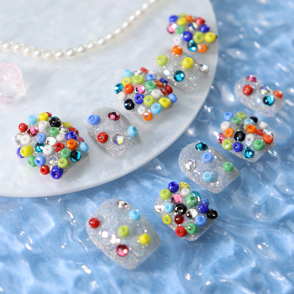 Dopamine Lego Beads  Handmade Coffin  Nails A872 - NoirNail