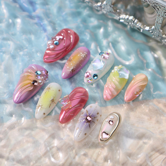 Saipan Dream Handmade Almond  Nails A787 - NoirNail