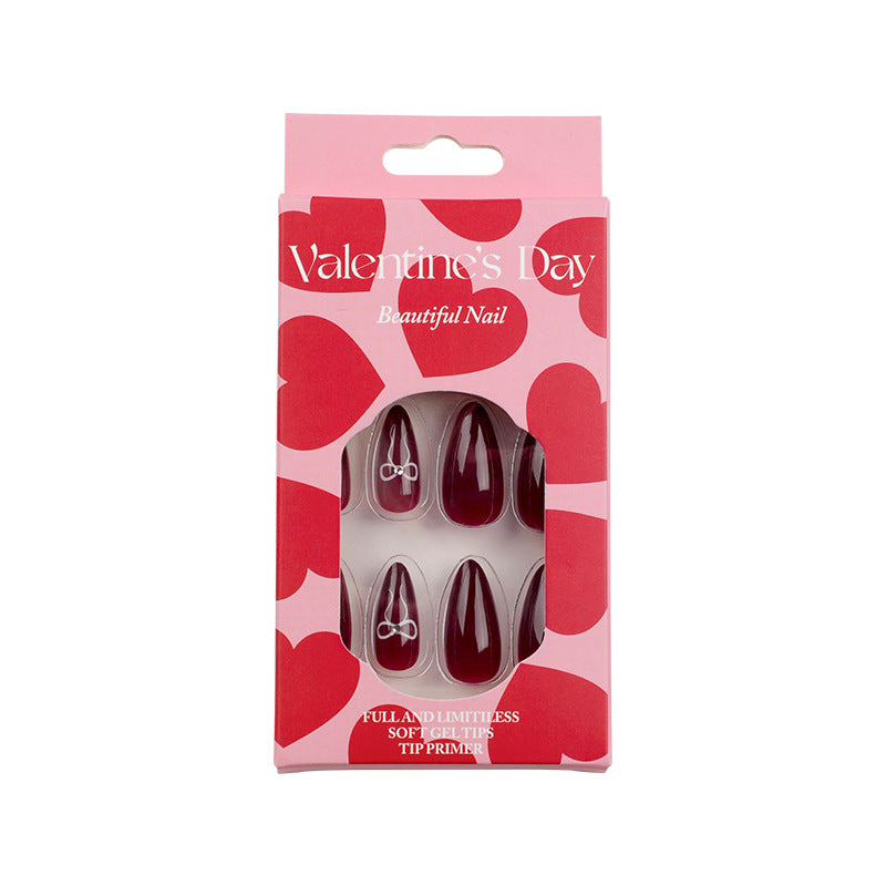 Valentine's Day Romantic Red Lip Print Square Press on Nails - NoirNail