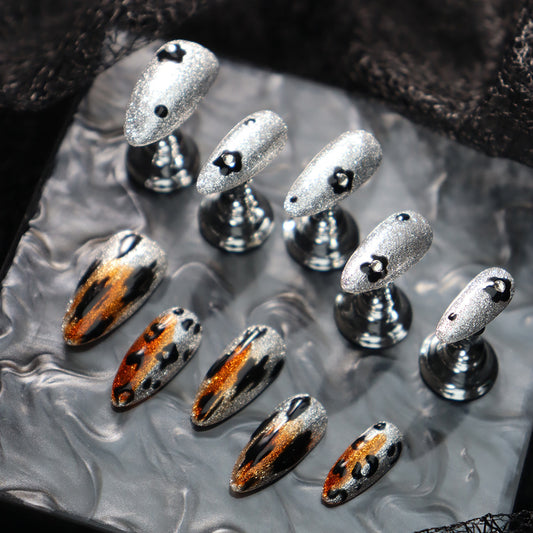 Cheetah Cub Handmade Almond Nails  A1057