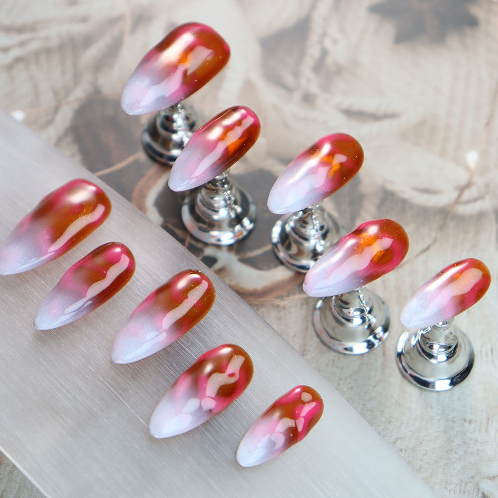 APT Night Light Handmade Almond Press on Nails  A1045