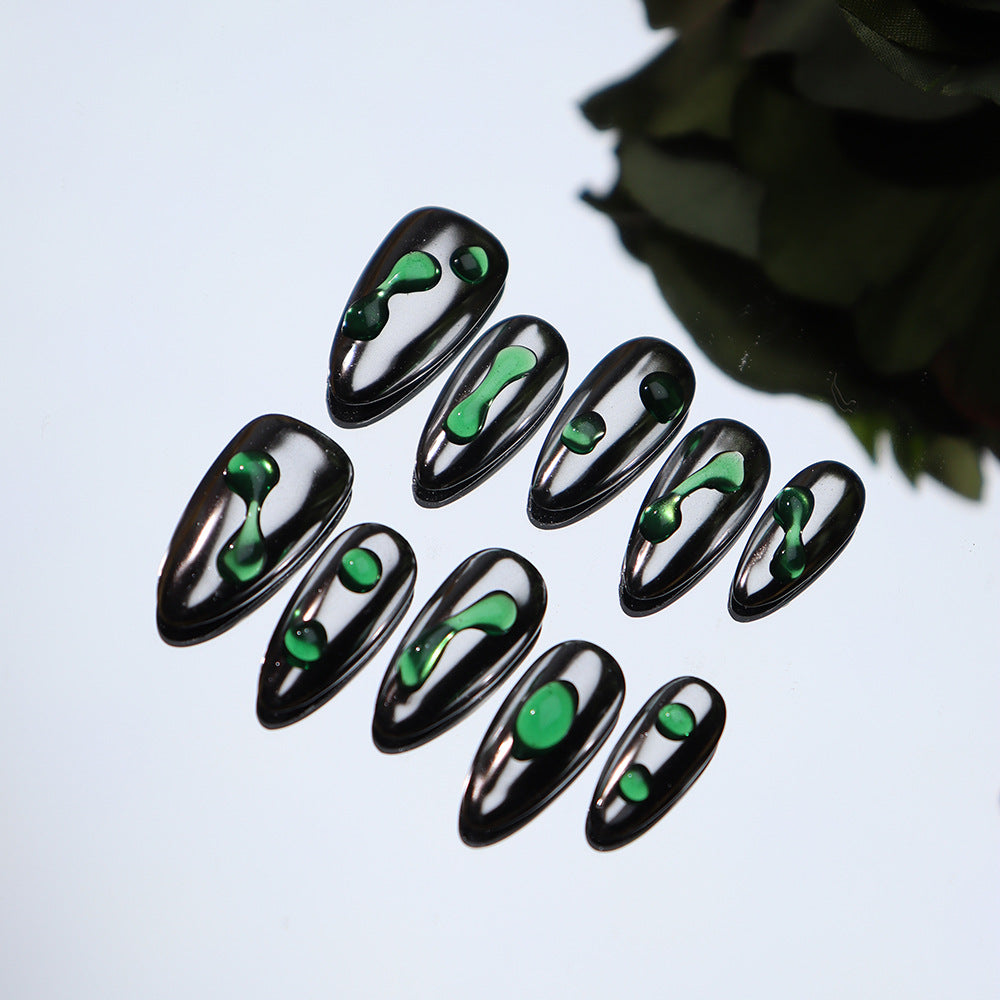 venom 3D Handmade Almond Nails A604 - NoirNail