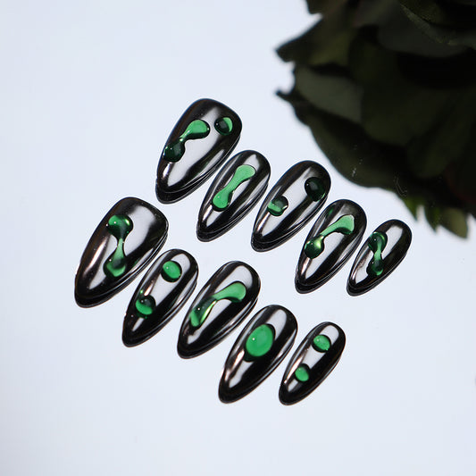 venom 3D Handmade Almond Nails A604 - NoirNail