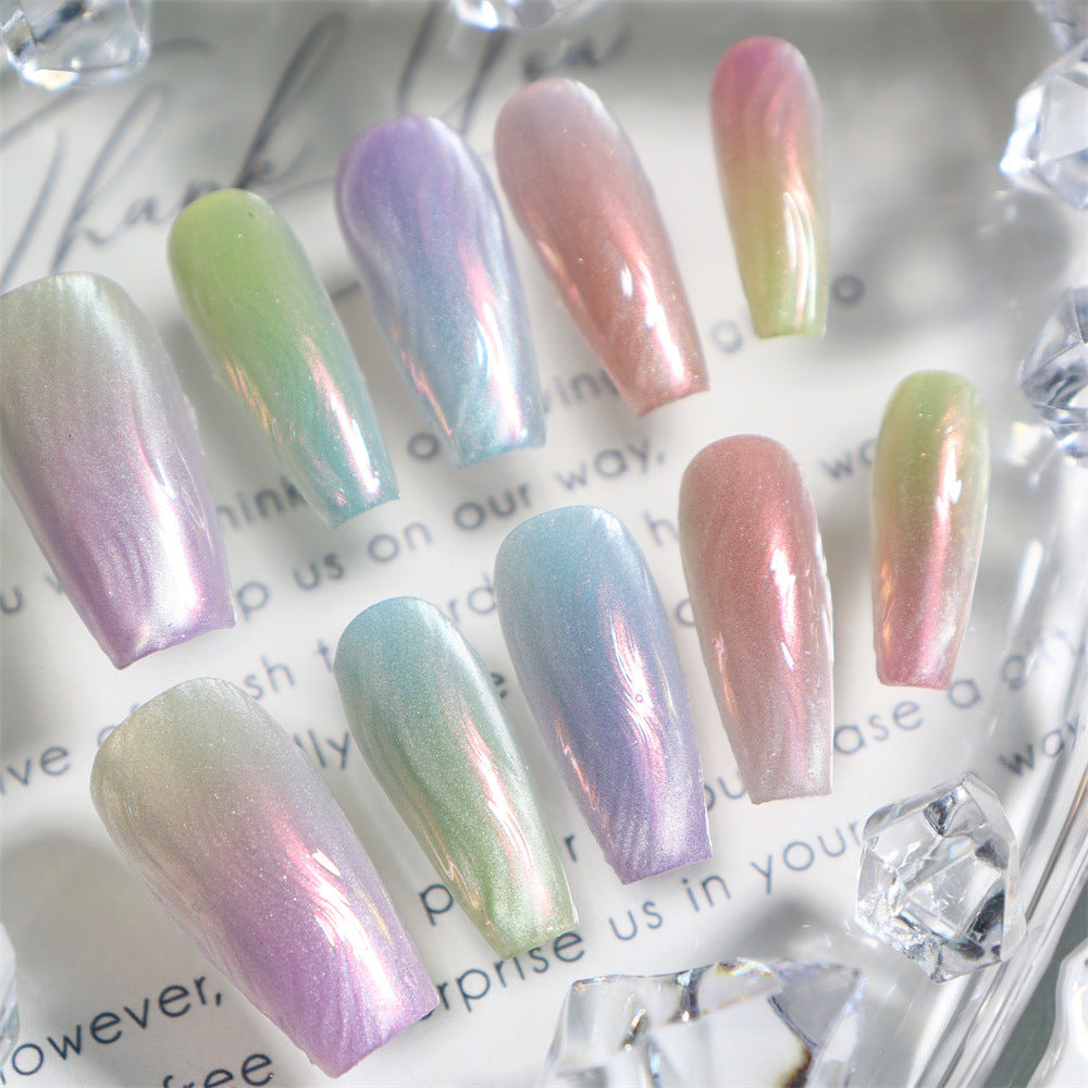 Colorful Freshwater Pearls Handmade Coffin  Nails A506 - NoirNail