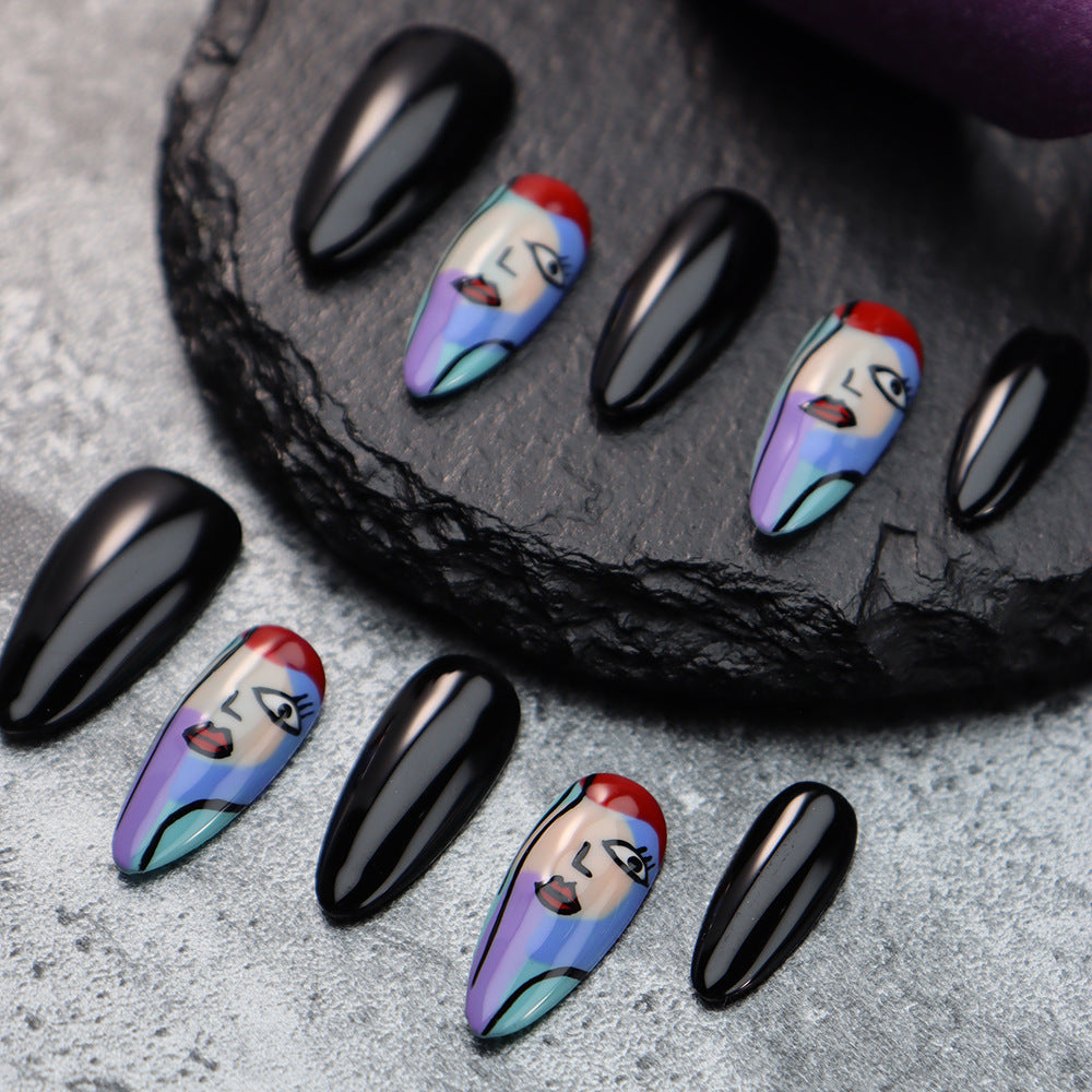 Picasso Abstract Art Handmade Almond Press On Nails A678