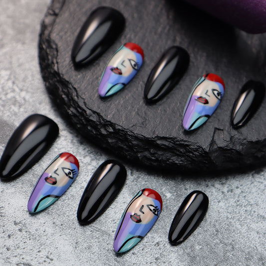 Picasso Abstract Art Handmade Almond Press On Nails A678