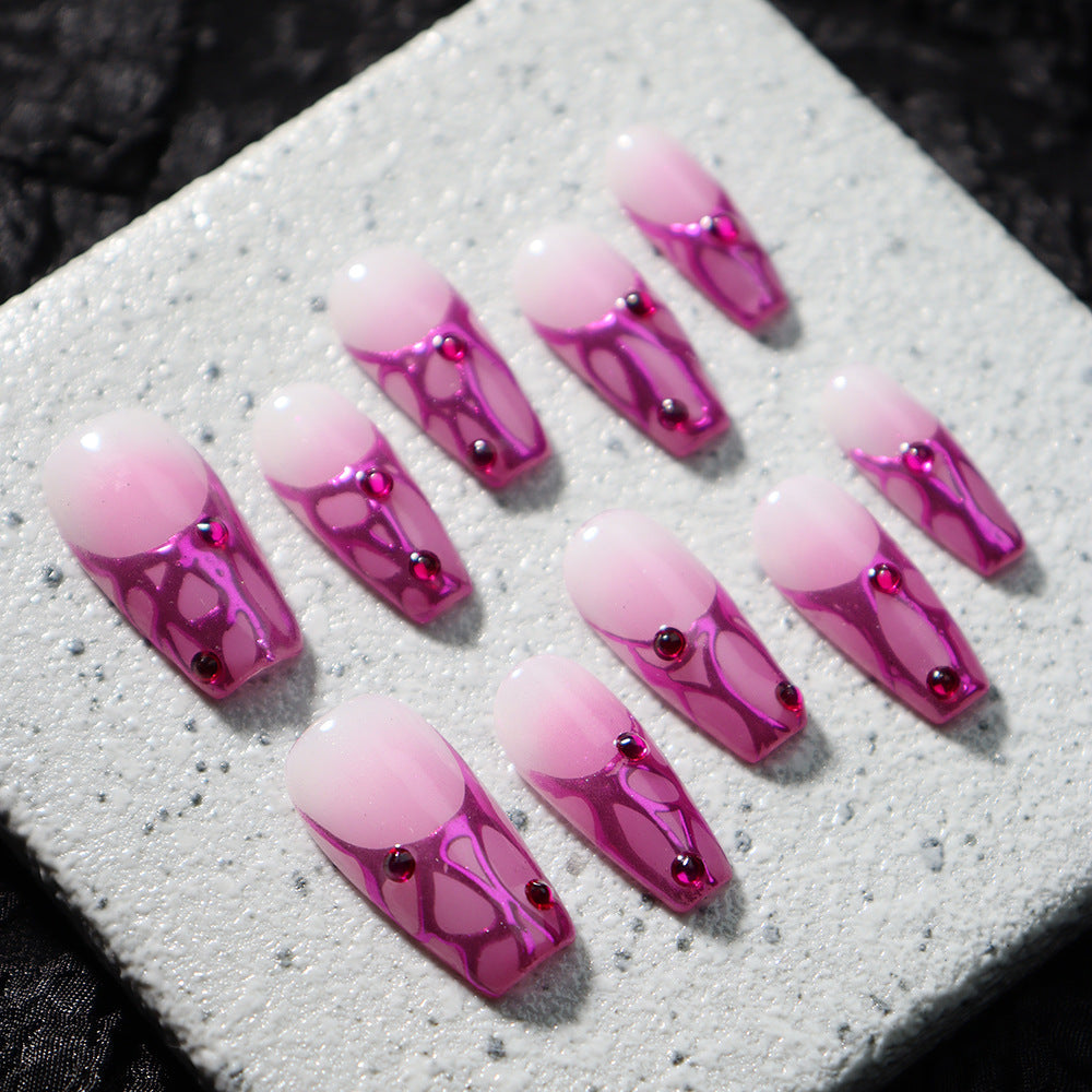 Pink Magma Y2K Handmade Coffin Nails  A752 - NoirNail