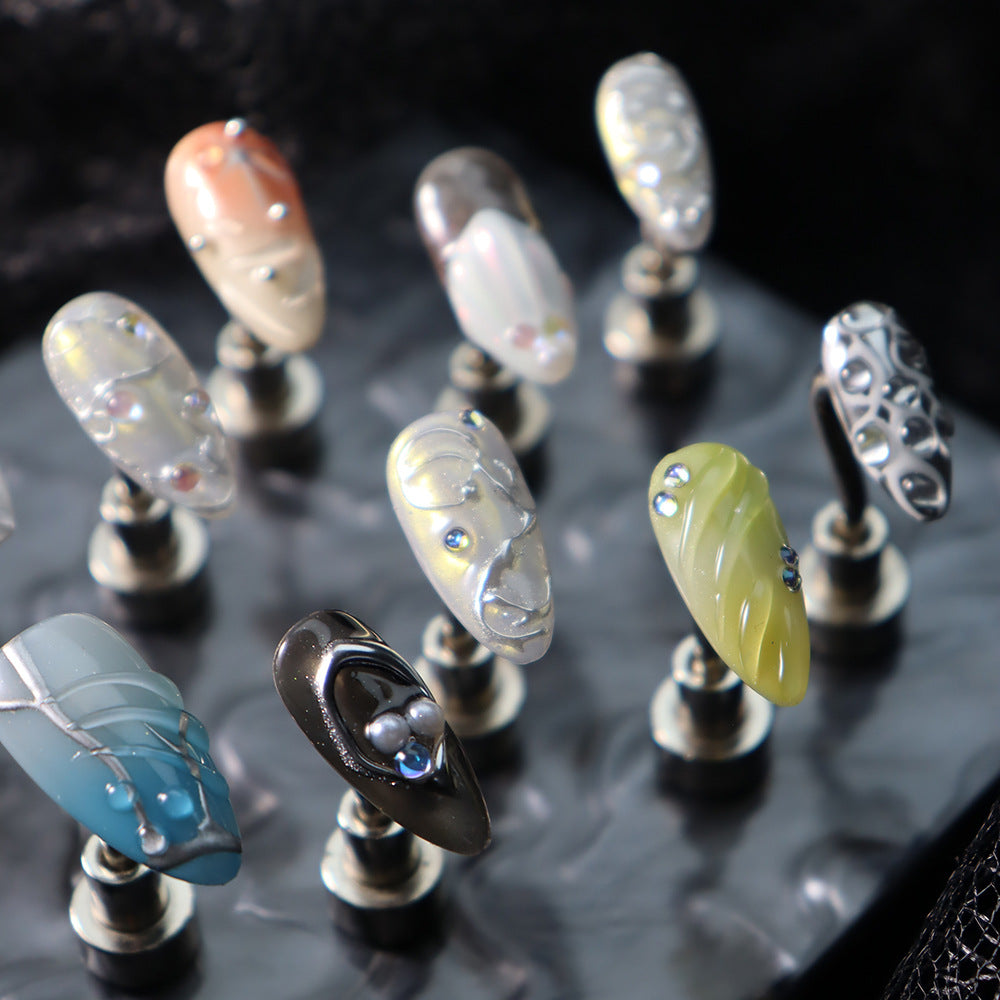 Rainbow Ice Cream Y2K Handmade Almond Nails  A988