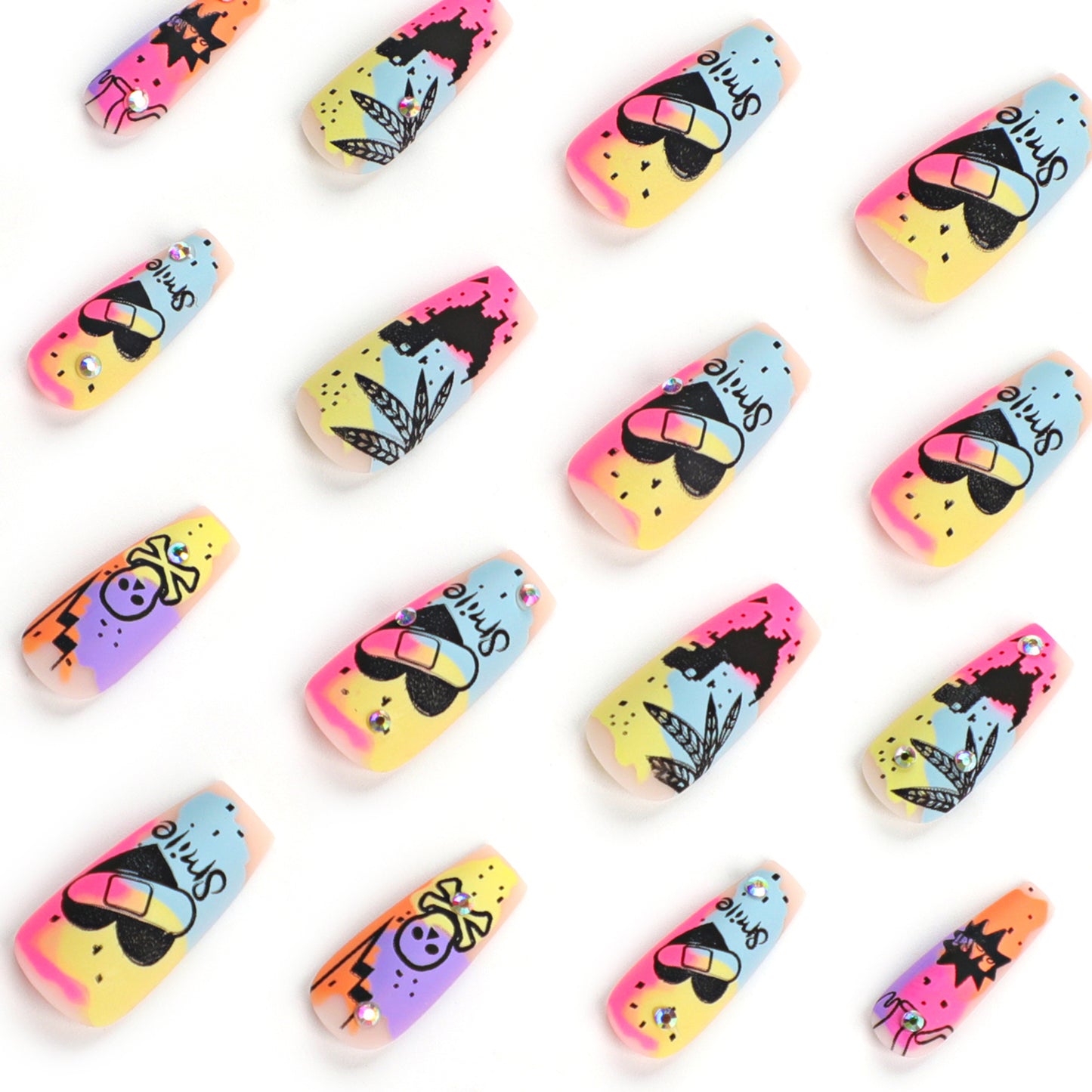 Graffiti Coffin 24PCS Free Size Press on Nails JP2963