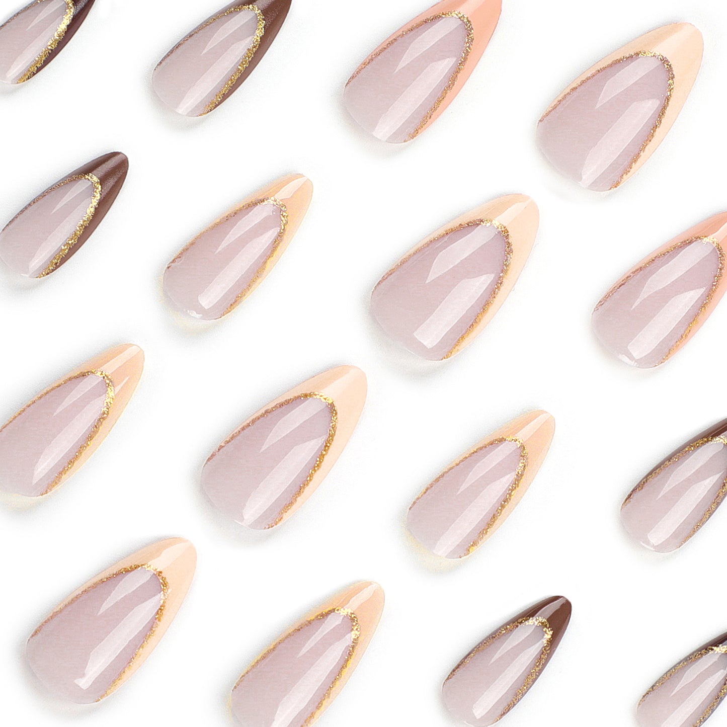 Warm Maillard Almond 24PCS Free Size Press on Nails JP3128