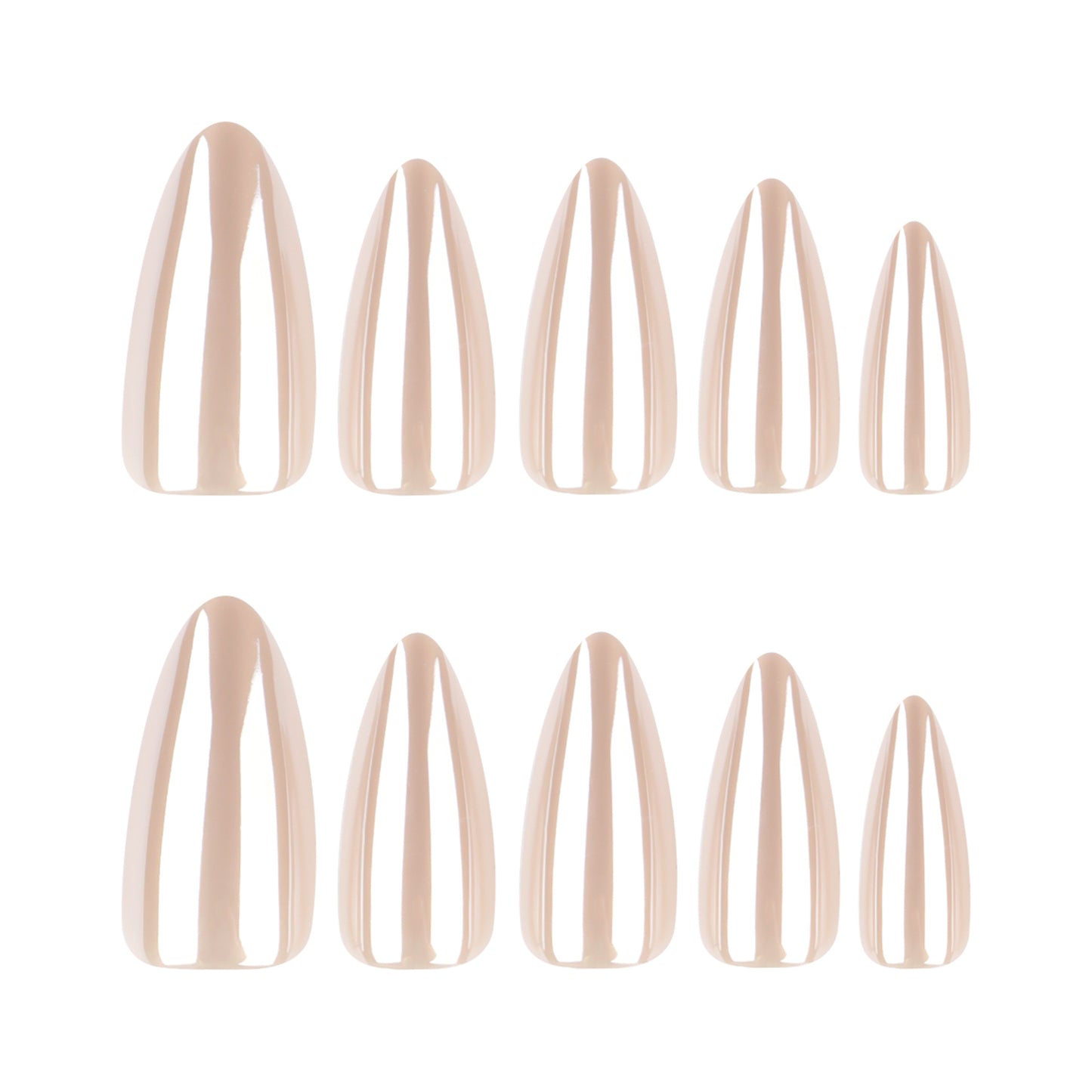 Classic Cream Almond 24PCS Free Size Press on Nails JL0694