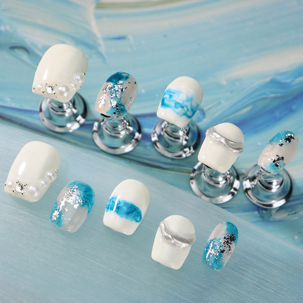 Calm waves  Handmade Square Nails A690