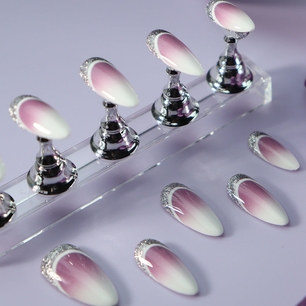 Strawberry Milkshake French Tip Handmade Almond  Nails A902 - NoirNail