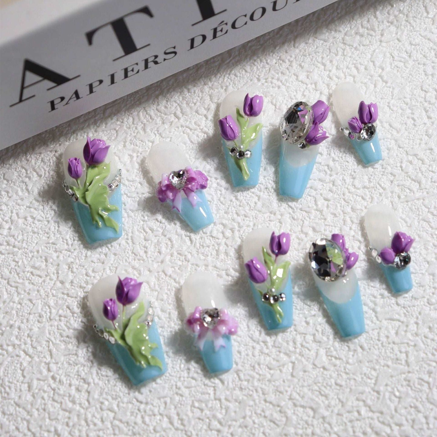 3D Tulip Manor Handmade Coffin Nails A509
