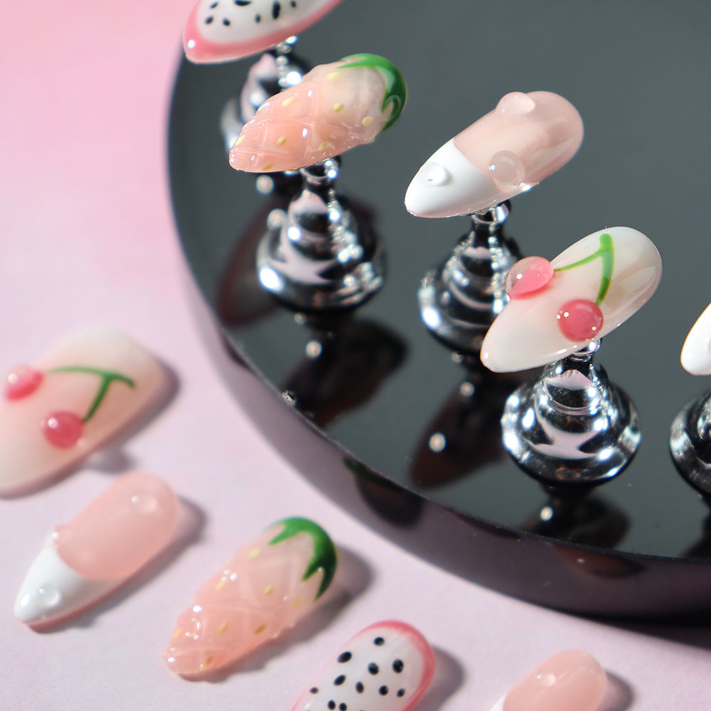 3D Fruit Girl Handmade Almond  Nails A1052 - NoirNail