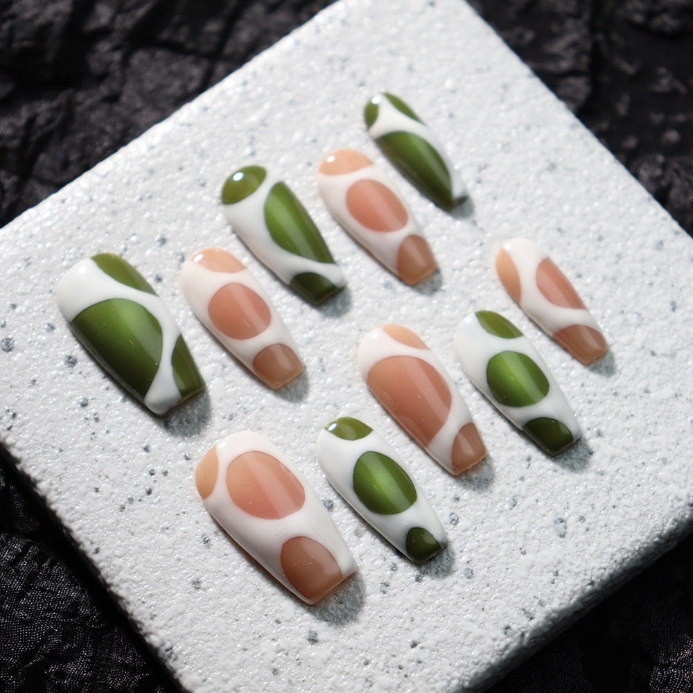 Creamy Cantaloupe Handmade Coffin  Nails  A701 - NoirNail