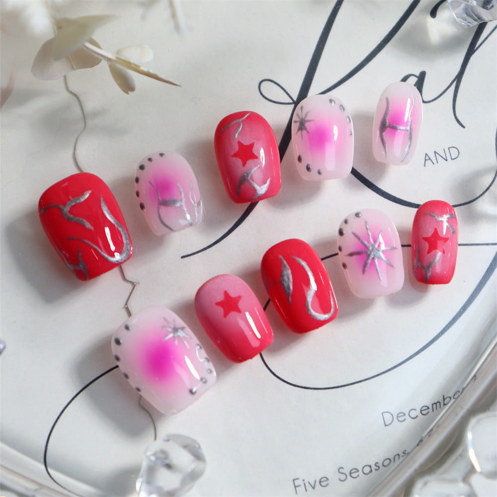 Pink Lady Y2K Handmade Square Nails A540