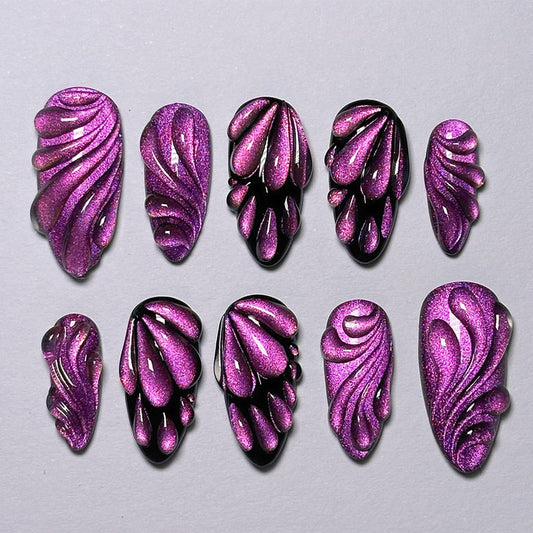 Sweet Cool Blackberry Almond 24PCS Free Size Press on Nails JP3600