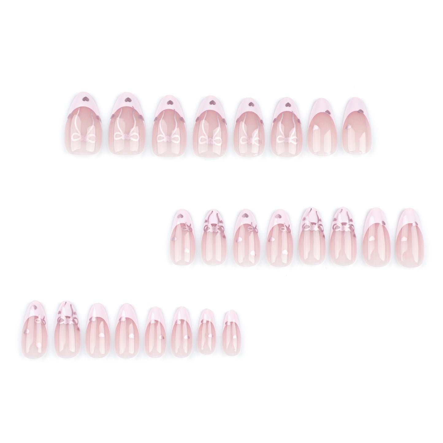 Classic French Tip  Almond 24PCS Free Size Nails JP3276 - NoirNail