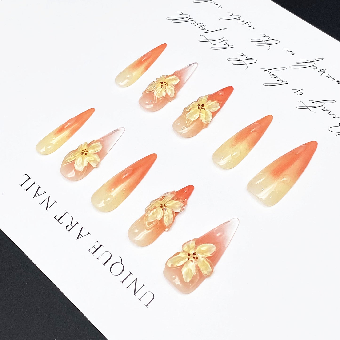 Coral Lily Handmade Stiletto Press on Nails A11018