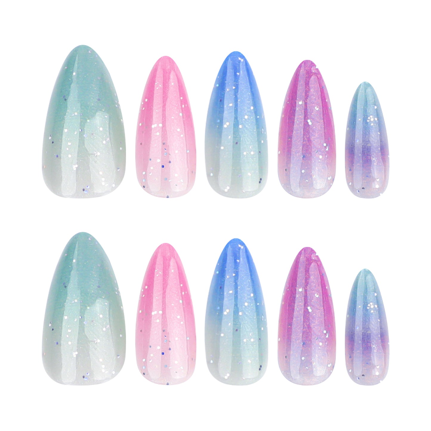 Dopamine Sequins Almond 24PCS Free Size Press on Nails JP3472
