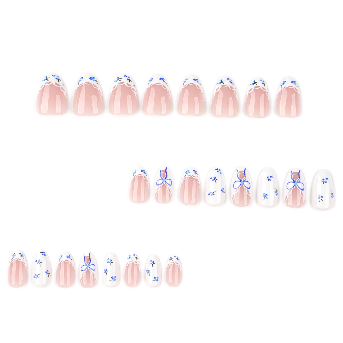 Fresh Blueberry Almond 24PCS Free Size Press on Nails JP3910
