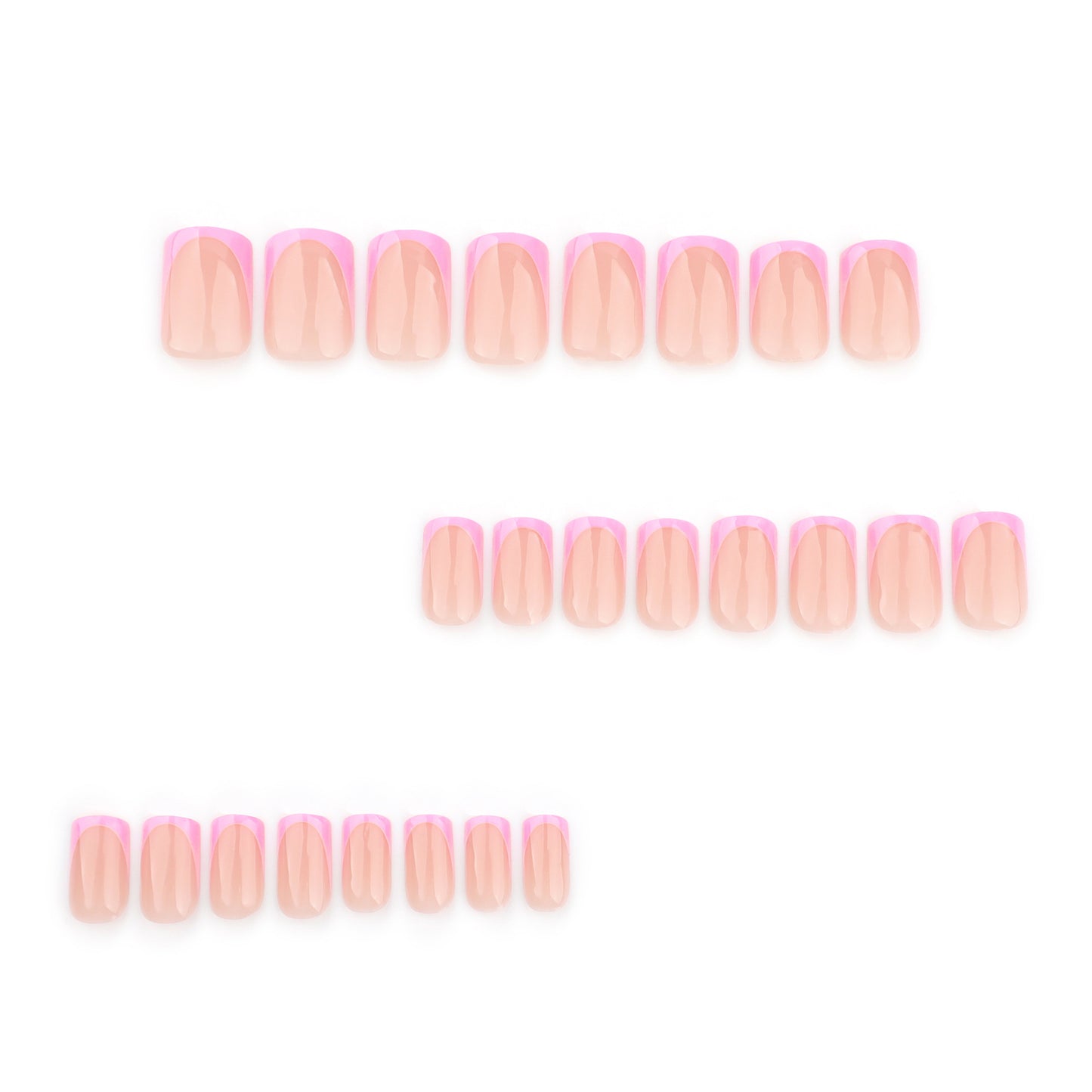 Classic Pink Clean French Square 24PCS Free Size Press on Nails JP3573
