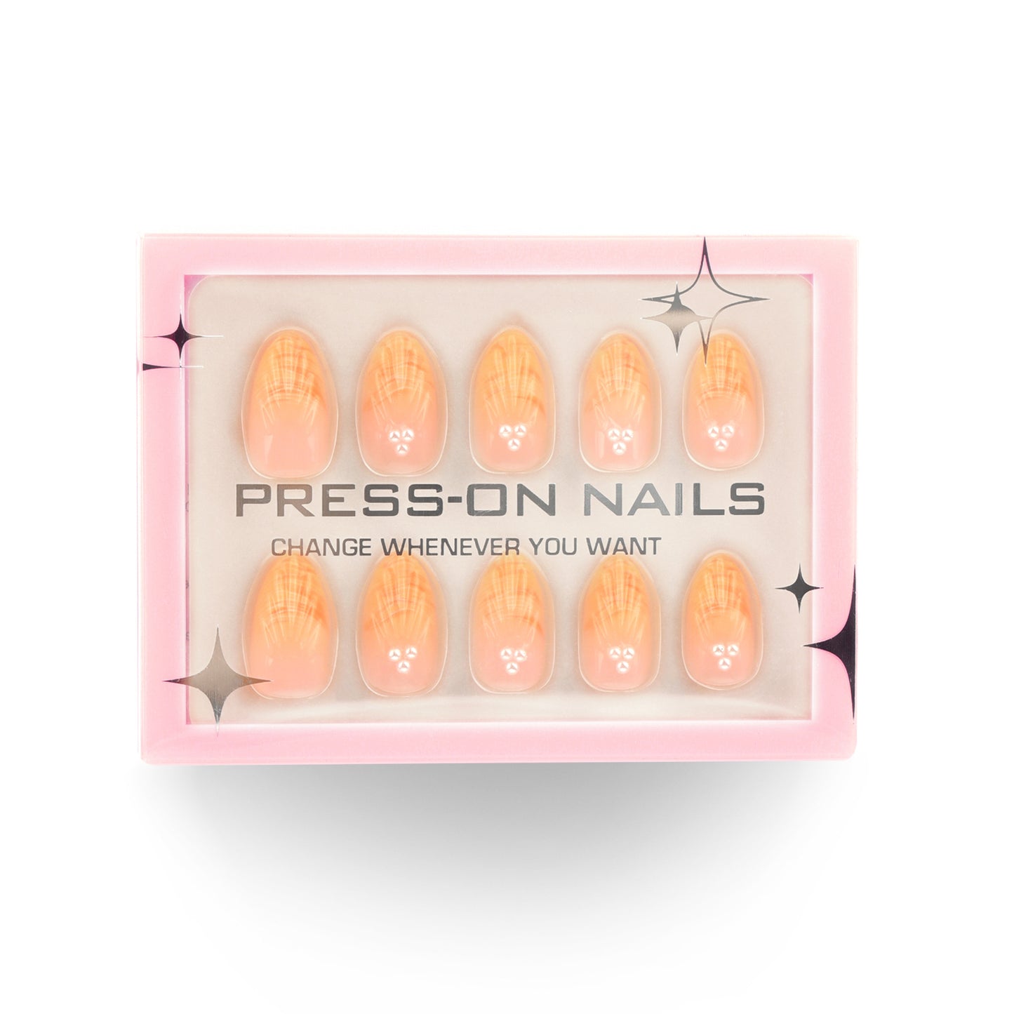 3D Shell Pearl Almond 30PCS Free Size Press on Nails GD14