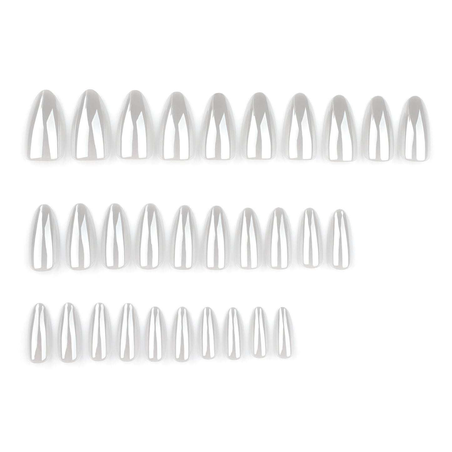 Ice Milk Classic Solid Color Almond 24PCS Free Size Press on Nails JP3493