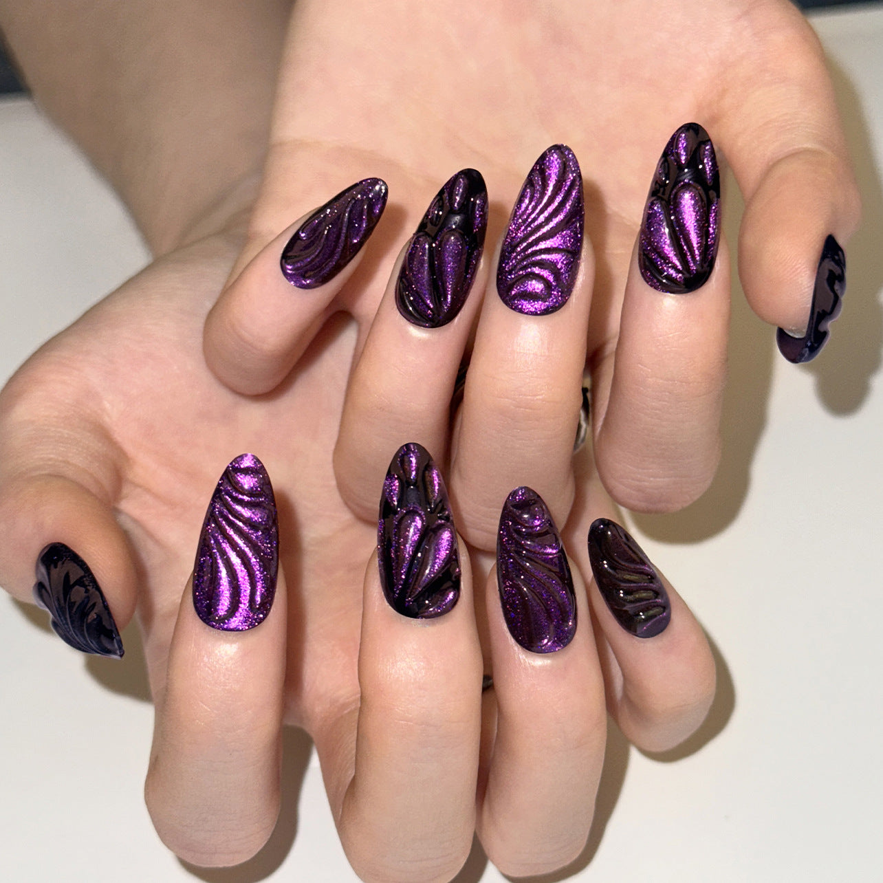 Sweet Cool Blackberry Almond 24PCS Free Size Press on Nails JP3600