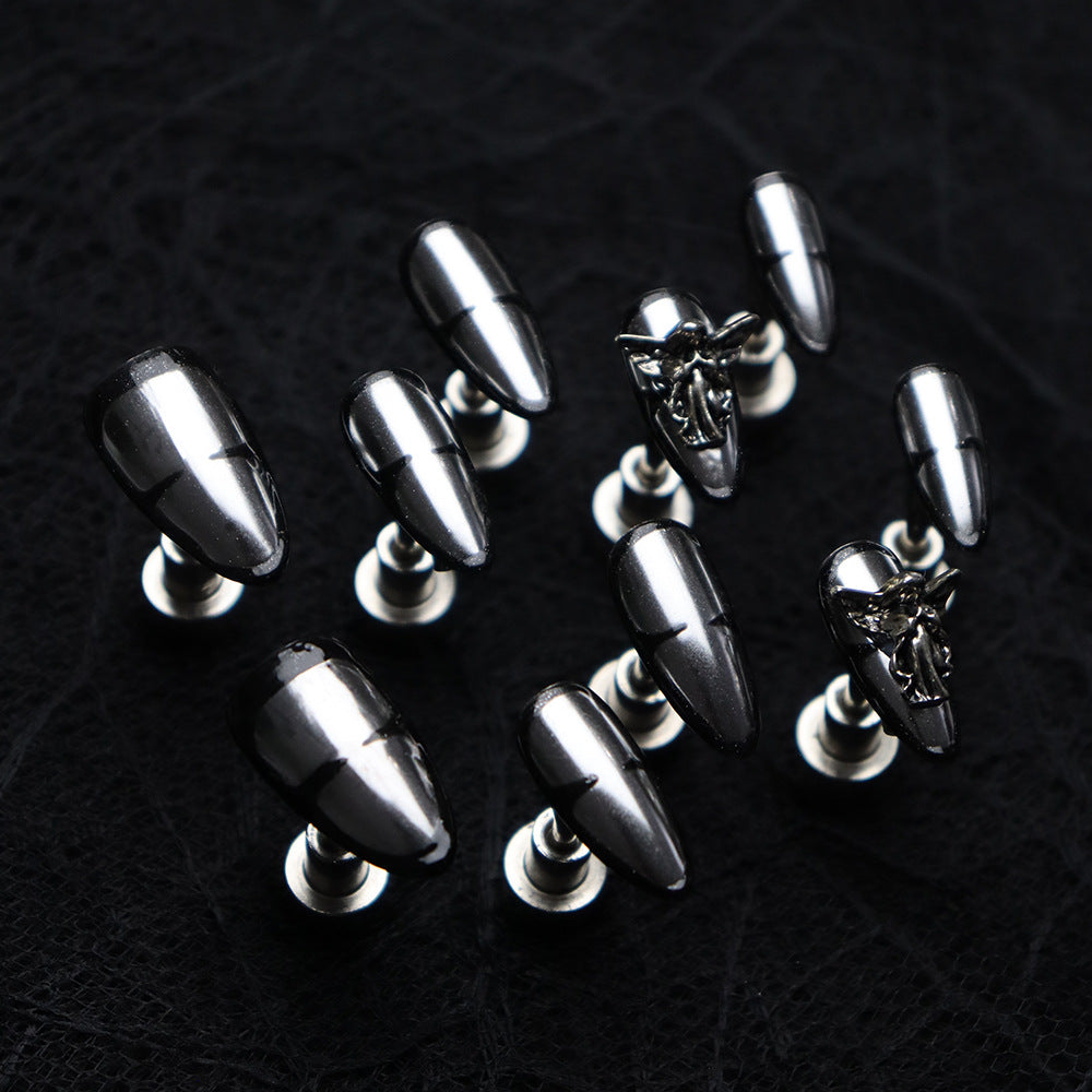 Dark Angel  Handmade Almond  Nails 719 - NoirNail