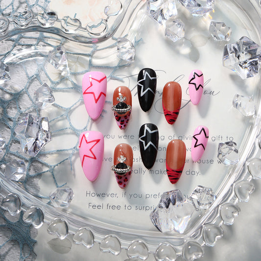 Star Sweet Cool Girl Handmade Almond Nails A651