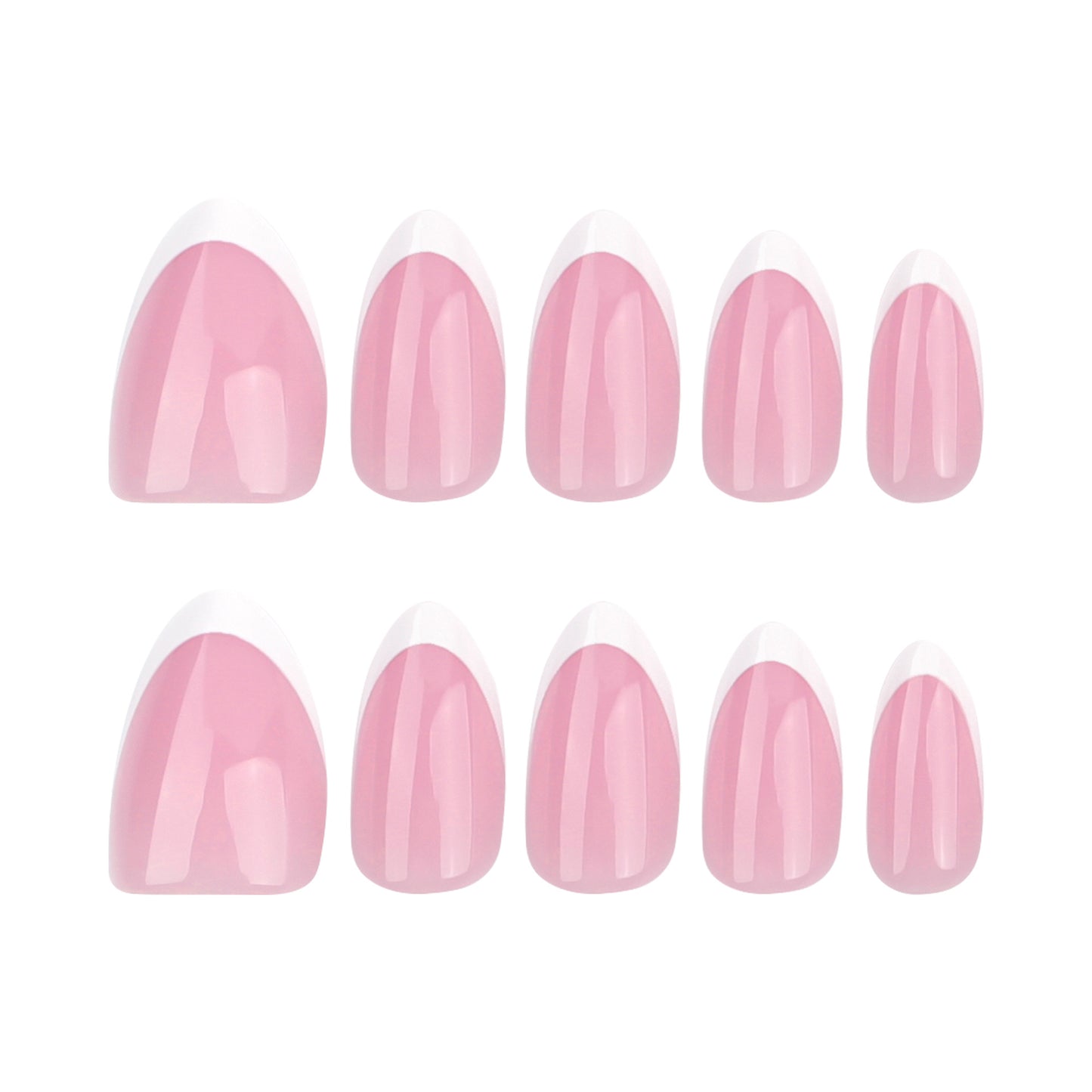 Classic French Tip Almond 30PCS Free Size Press on Nails GD22