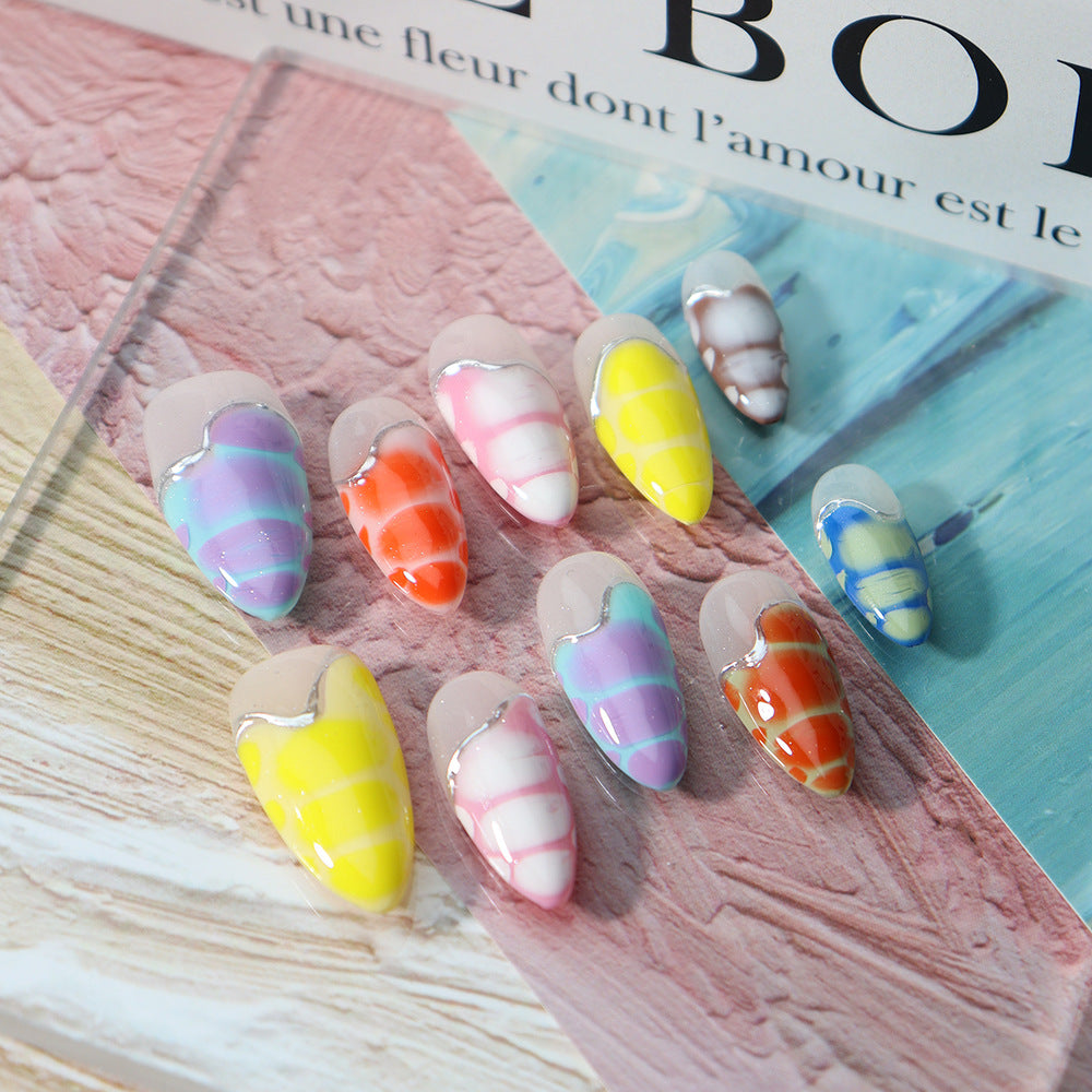 Dopamine Crocodile Pattern Handmade Almond  Nails  A624 - NoirNail