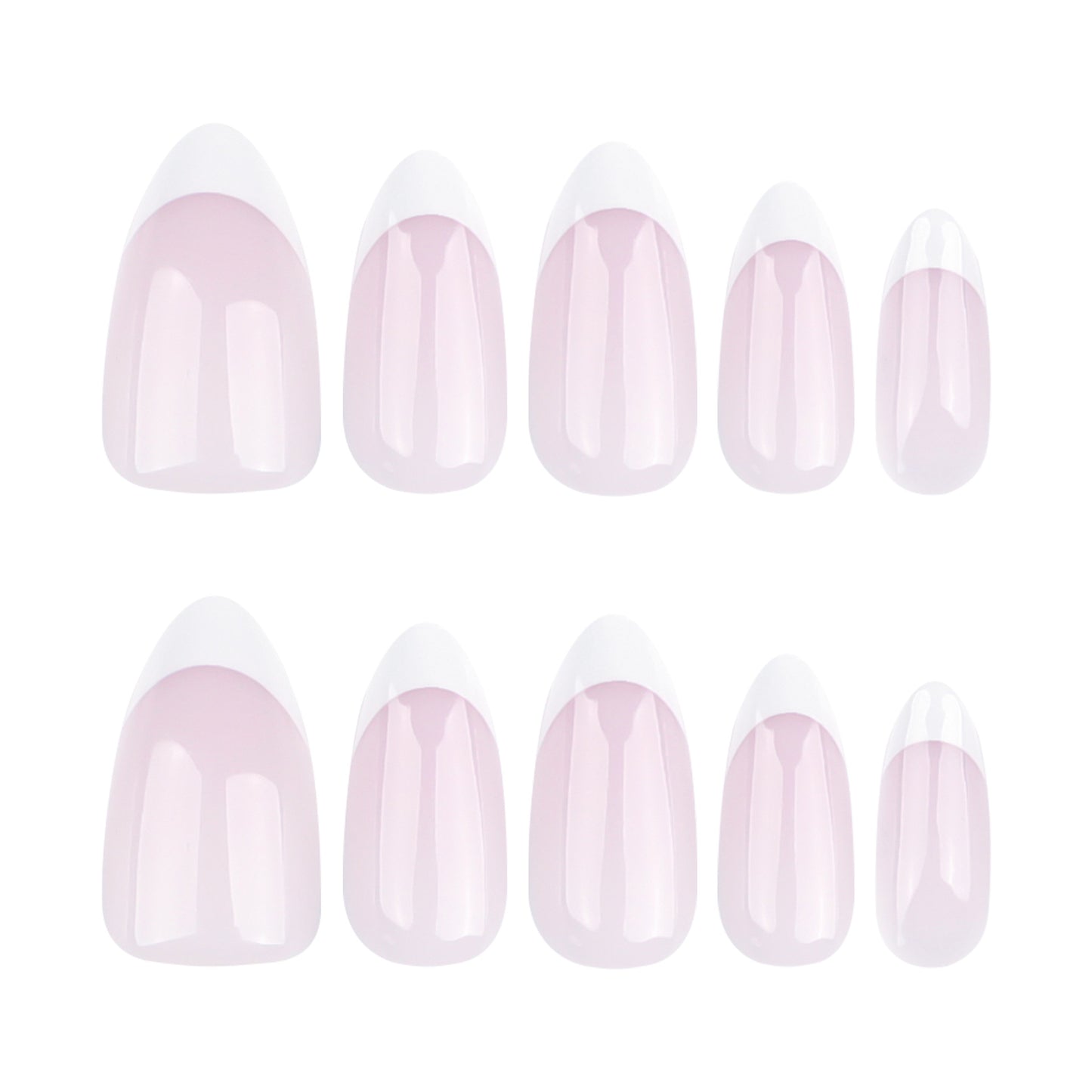 Classic Nude French Point Almond 24PCS Free Size Press on Nails JP3683