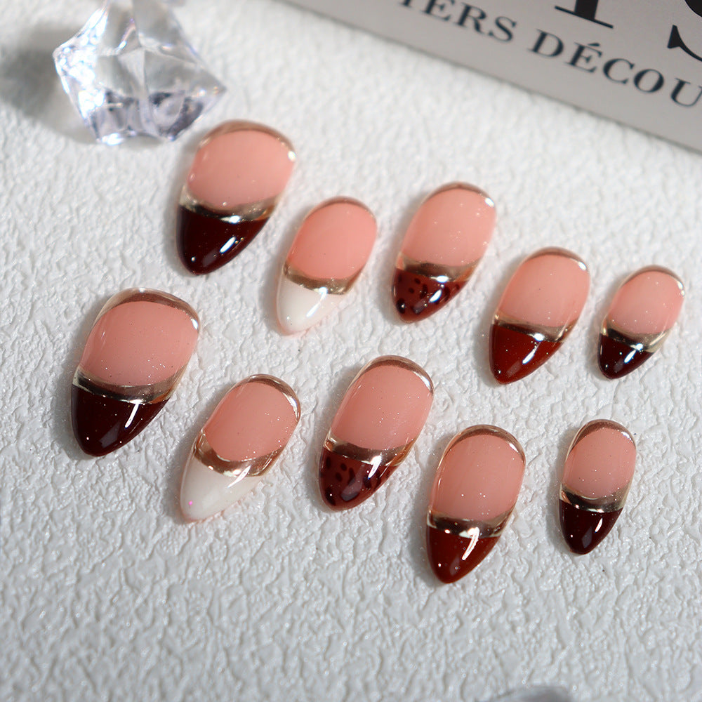 Maillard French Tip Handmade Almond Press On Nails Almond A618