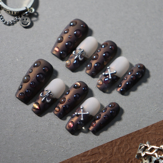Vulture  French Tip Handmade Coffin Nails A480 - NoirNail