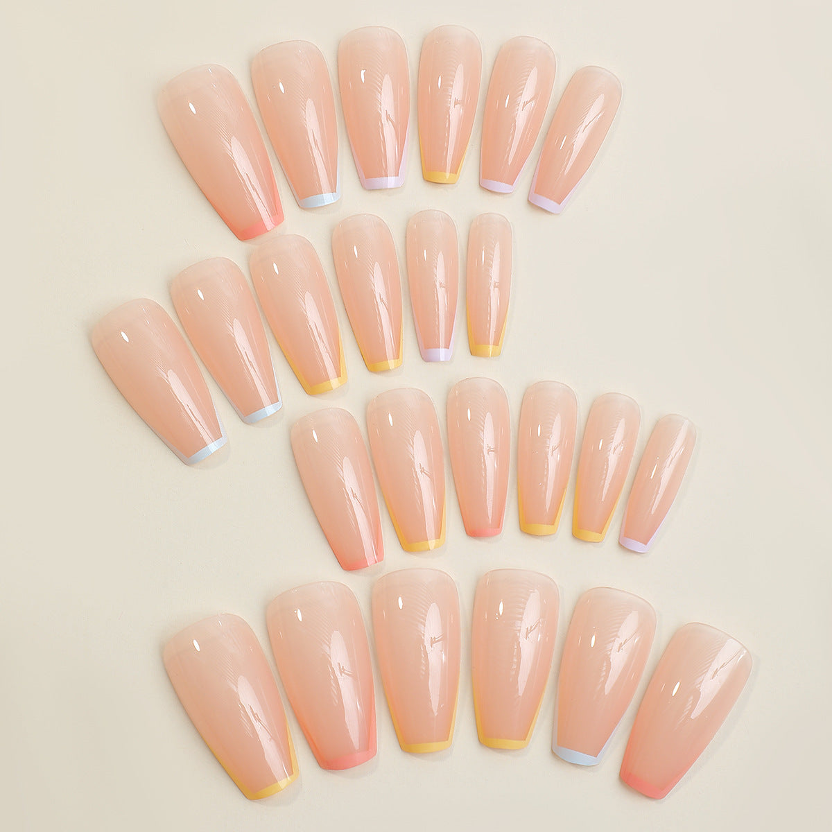 Macaron Colorful Pointed French Coffin Press on Nails - NoirNail