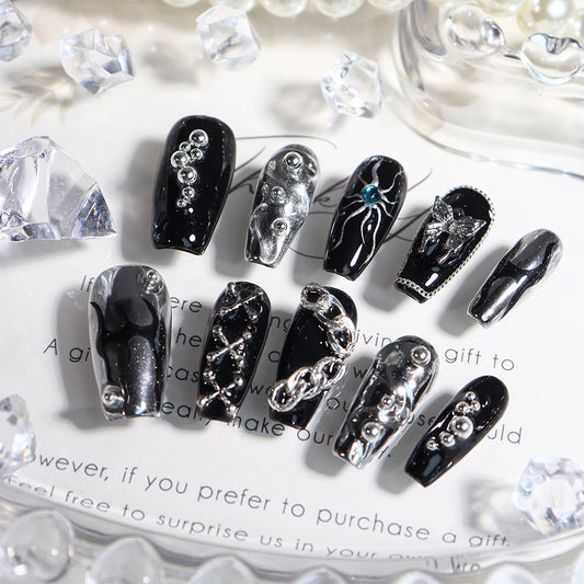 Flame Sun God Y2K Handmade Coffin Press on Nails A558