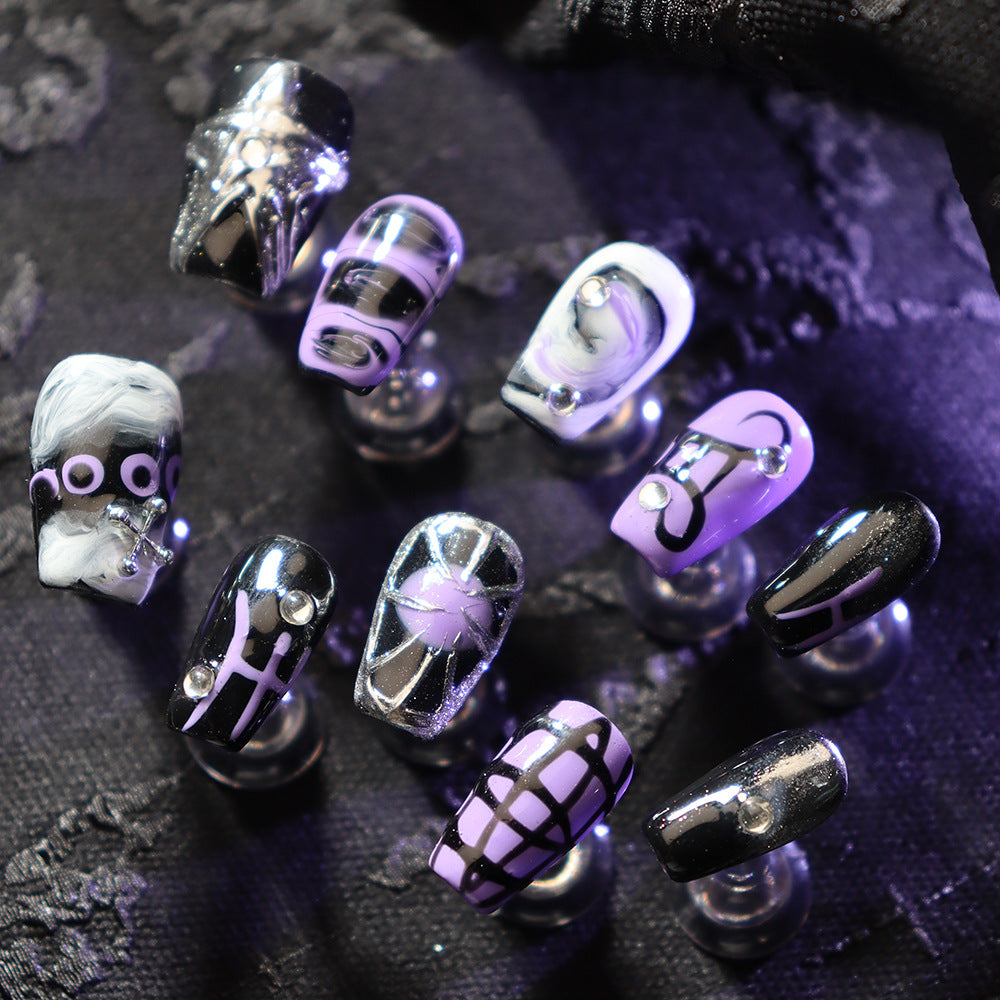 Purple Star Halloween Y2k Handmade Coffin  Nails A921 - NoirNail