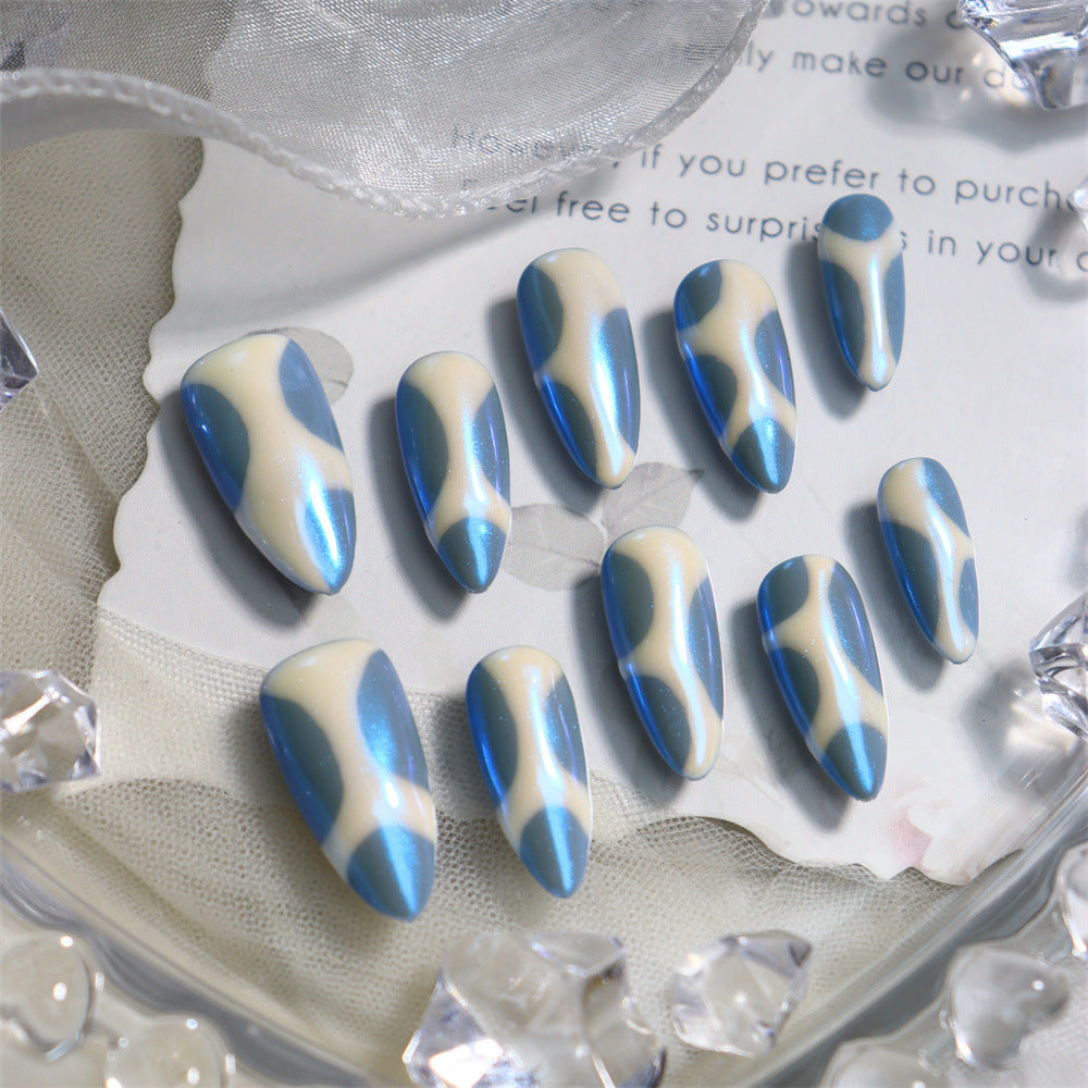 Blue Smoothie Handmade Almond  Nails A605 - NoirNail