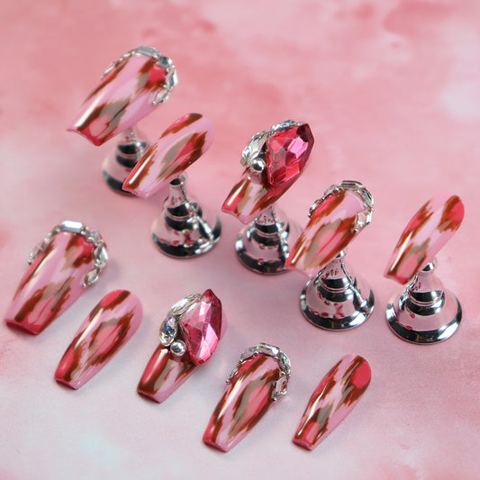 APT Jaguar and Pigeon Blood Handmade Coffin Nails  A1027