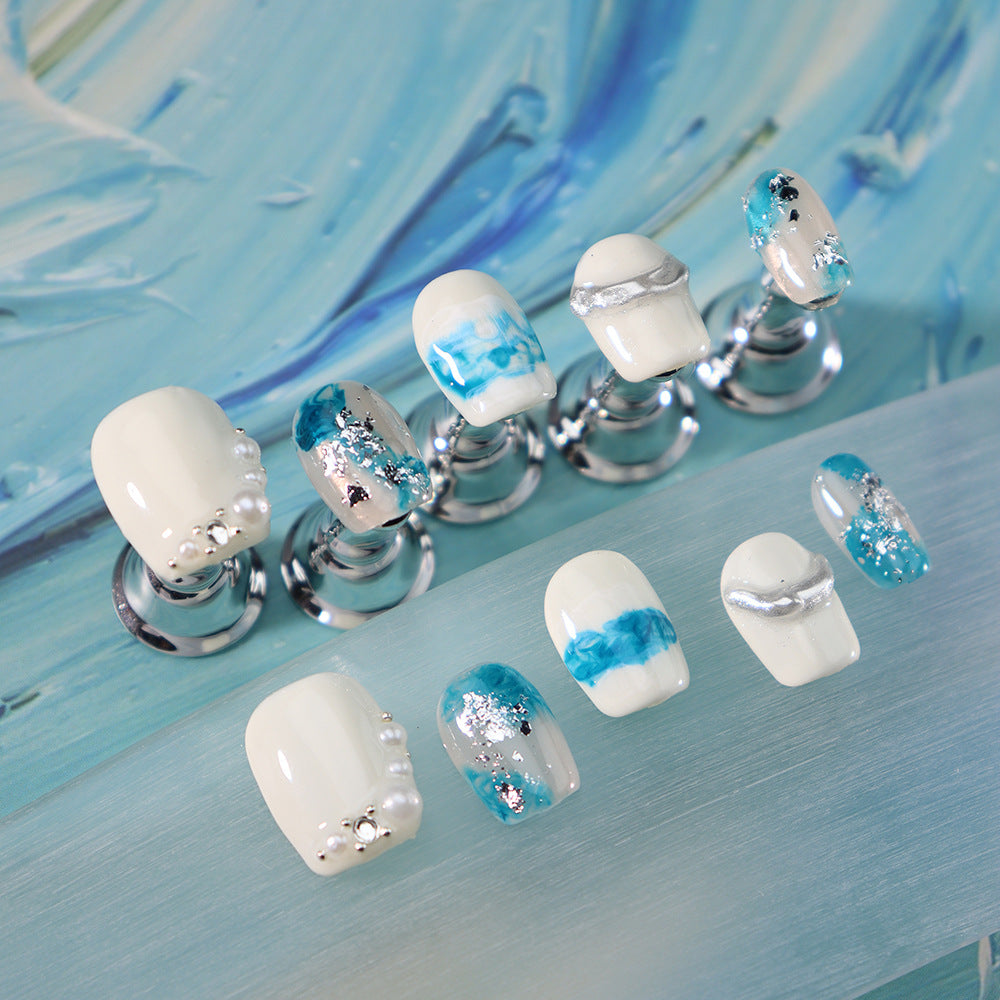 Calm waves  Handmade Square Nails A690