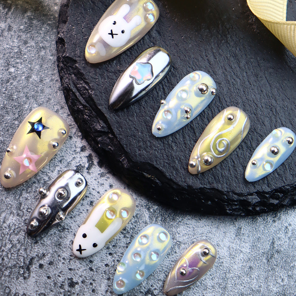 Thanksgiving Bunny Handmade Almond Nails A970