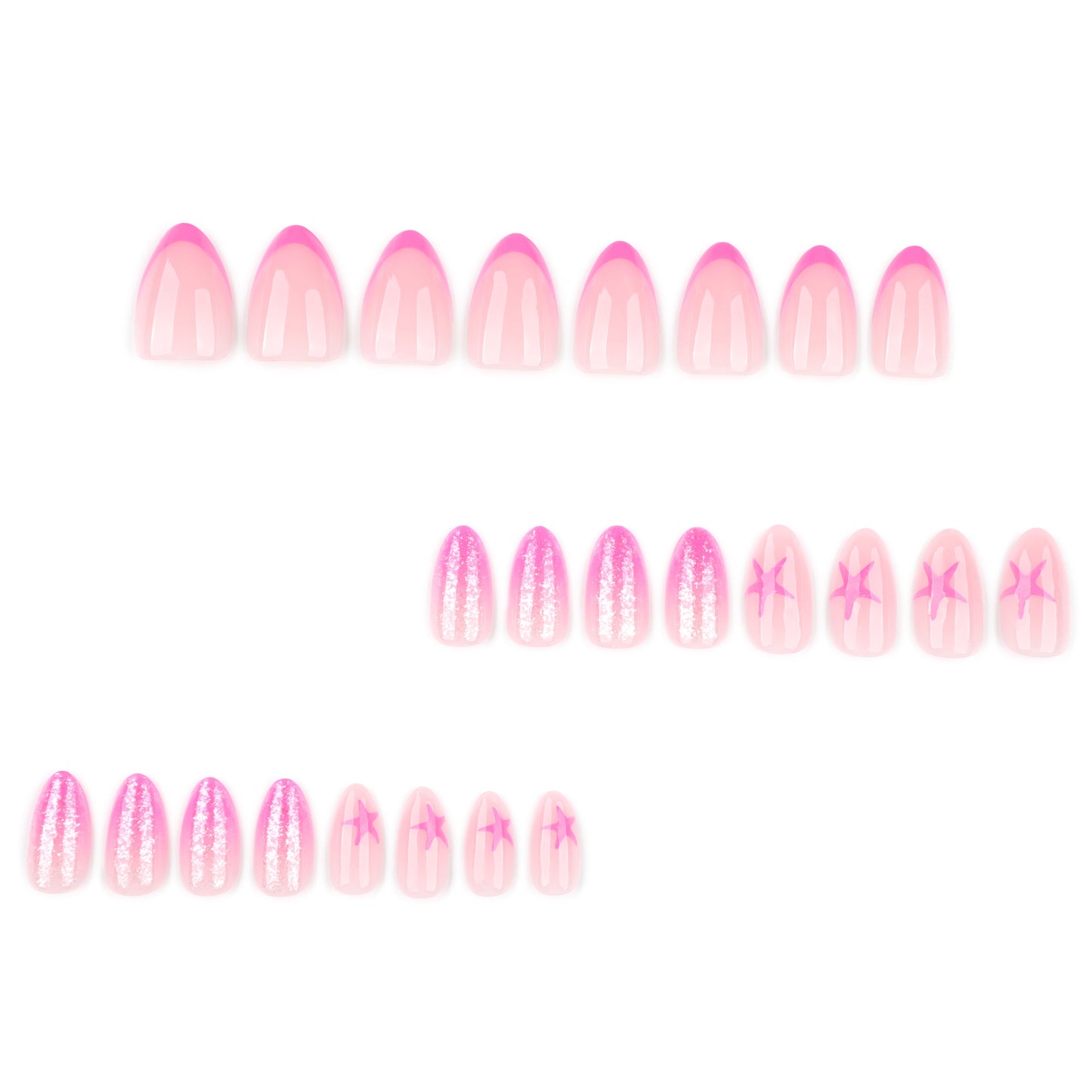 Sweet Starfish  Almond 24PCS Free Size Press on Nails JP3946