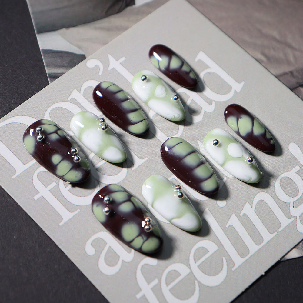 Tyndall effect  Handmade Almond Press On Nails  A814