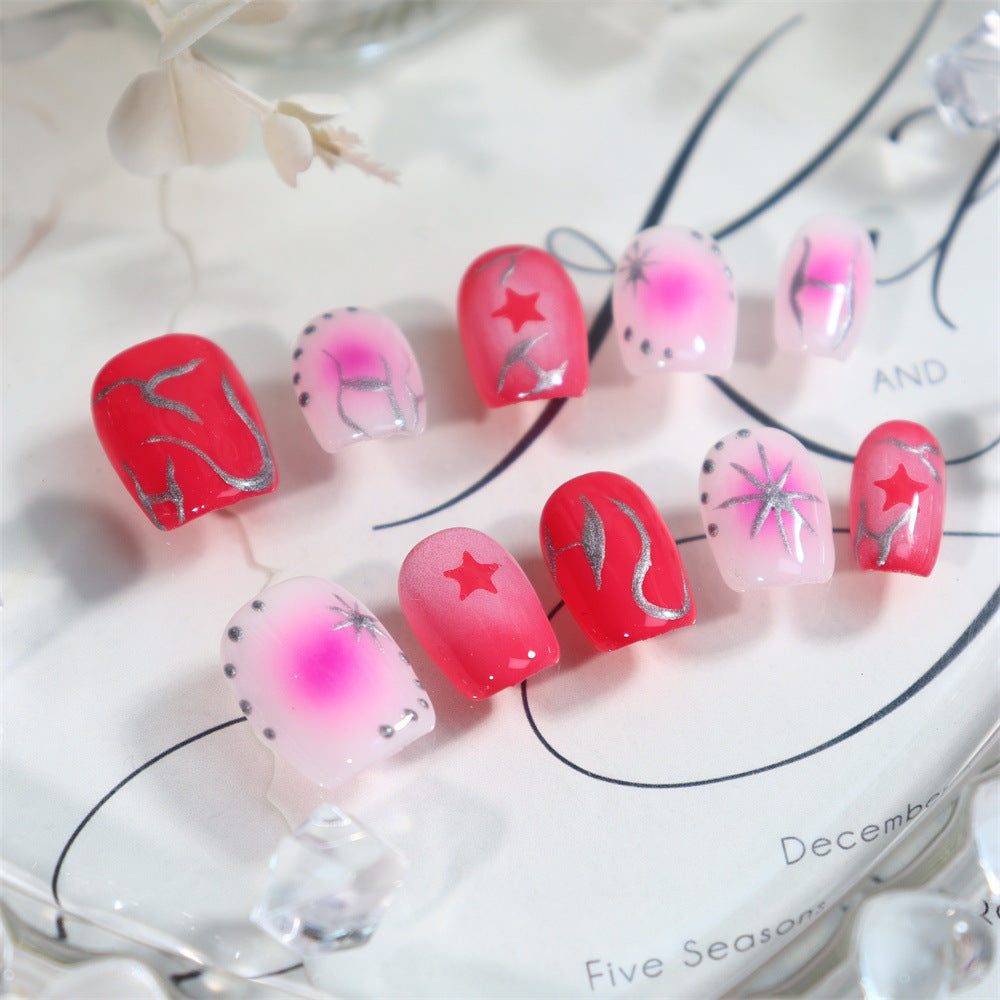 Pink Lady Y2K Handmade Square Nails A540