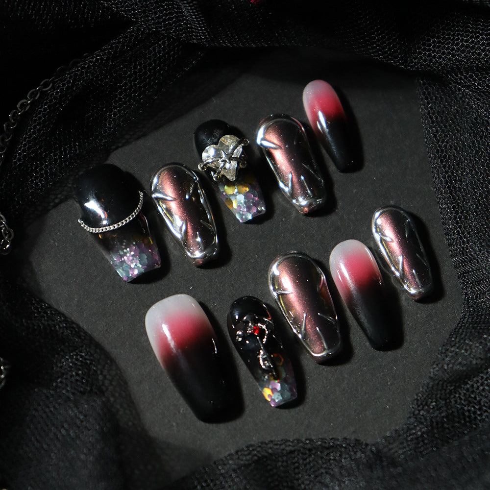 Queen of Hearts Y2K Handmade Coffin Nails A807 - NoirNail