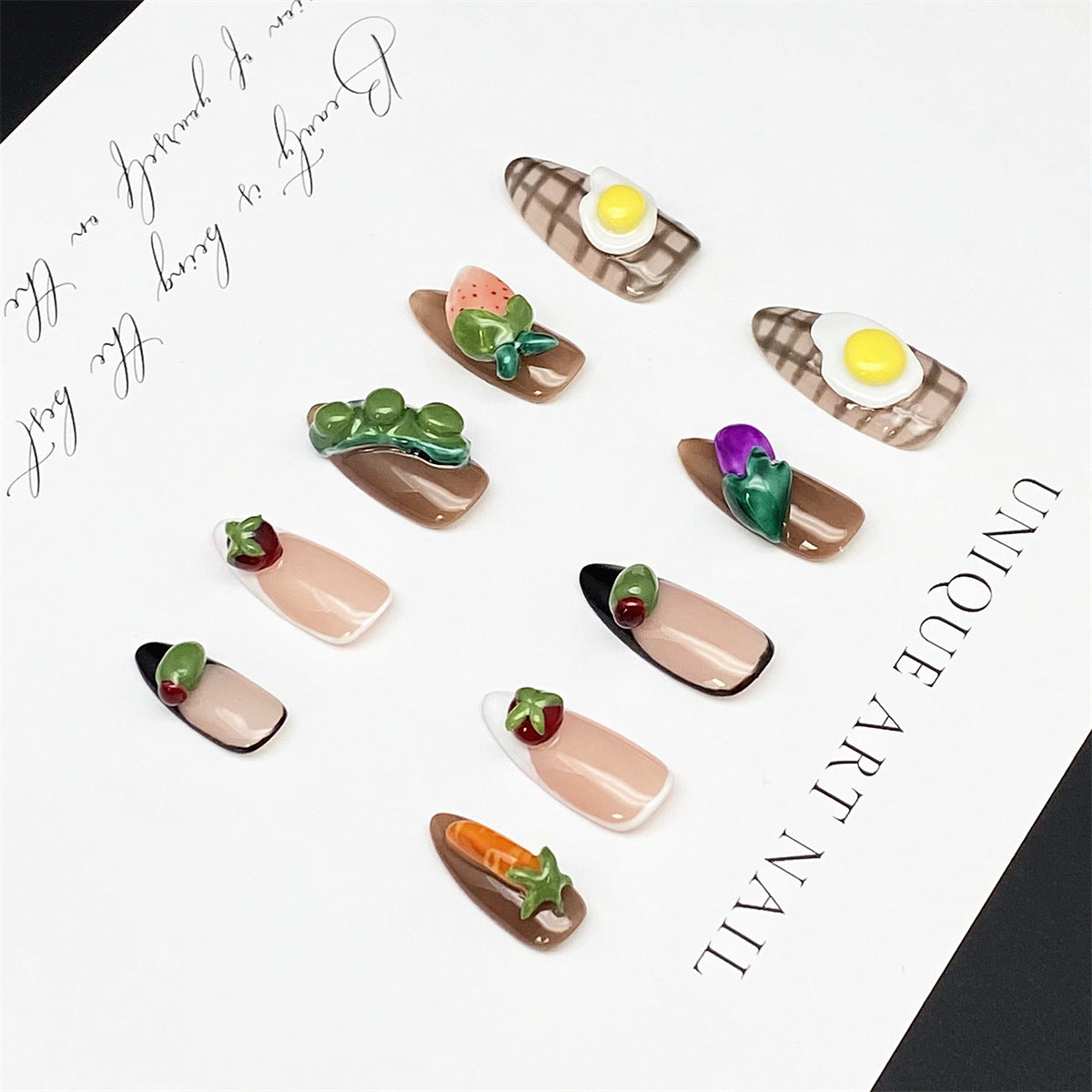 Farm Vacation Handmade Almond Press on Nails A12322